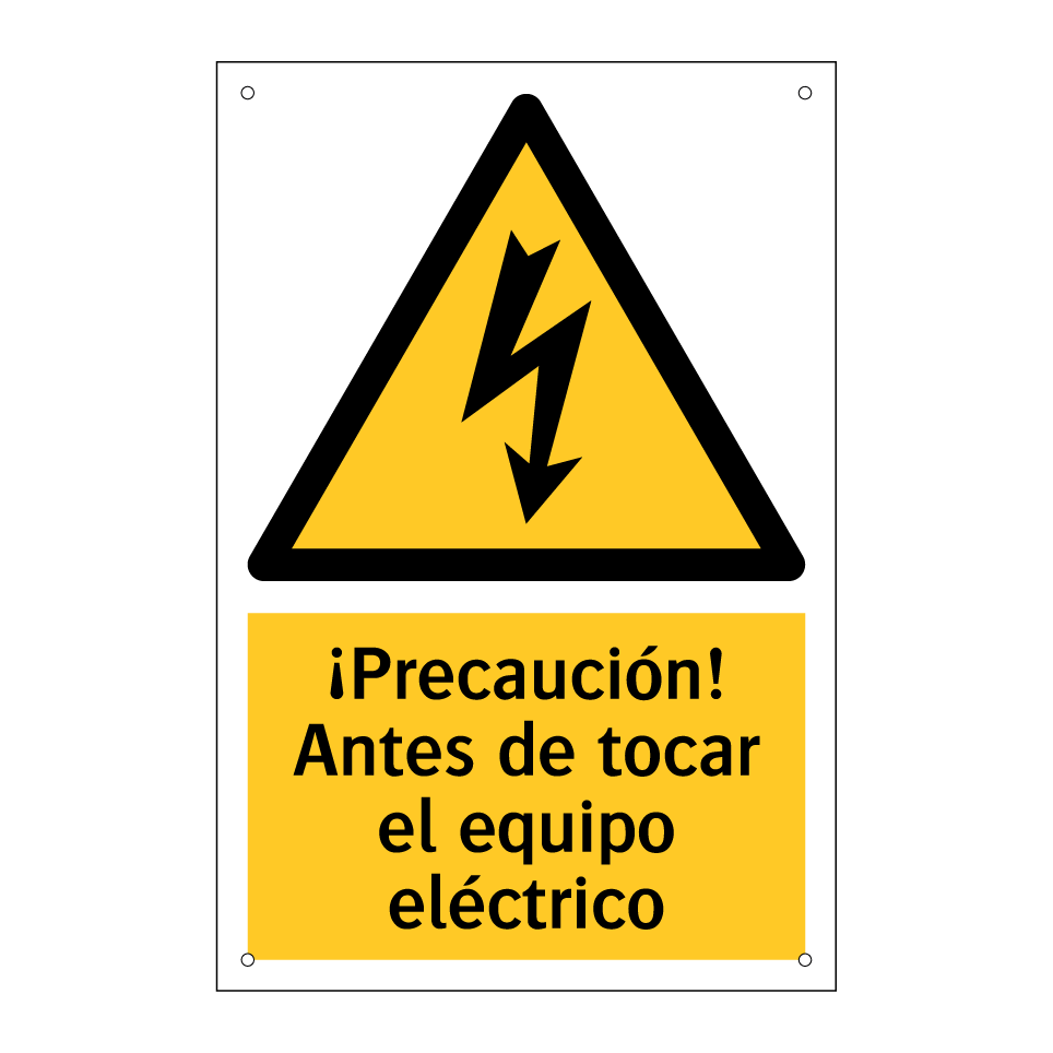 ¡Precaución! Antes de tocar el equipo eléctrico