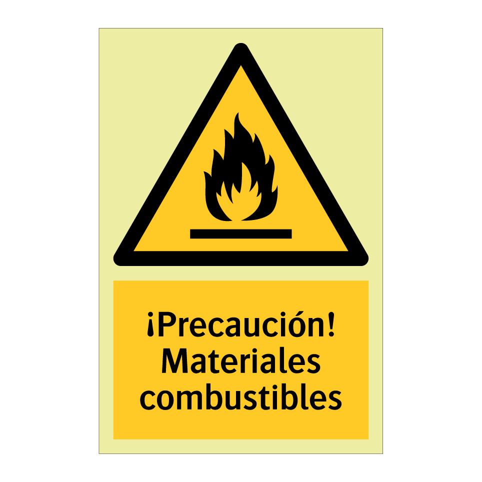 ¡Precaución! Materiales combustibles