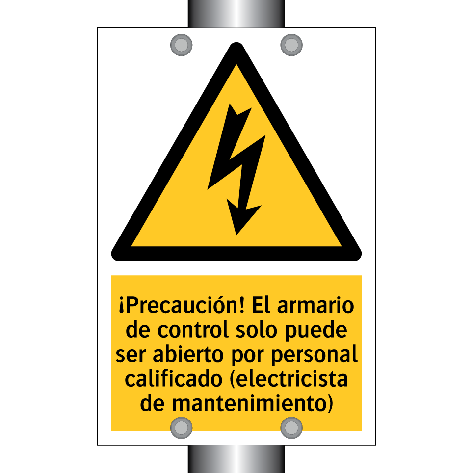 ¡Precaución! El armario de control solo puede ser abierto por personal calificado (electricista de mantenimiento)