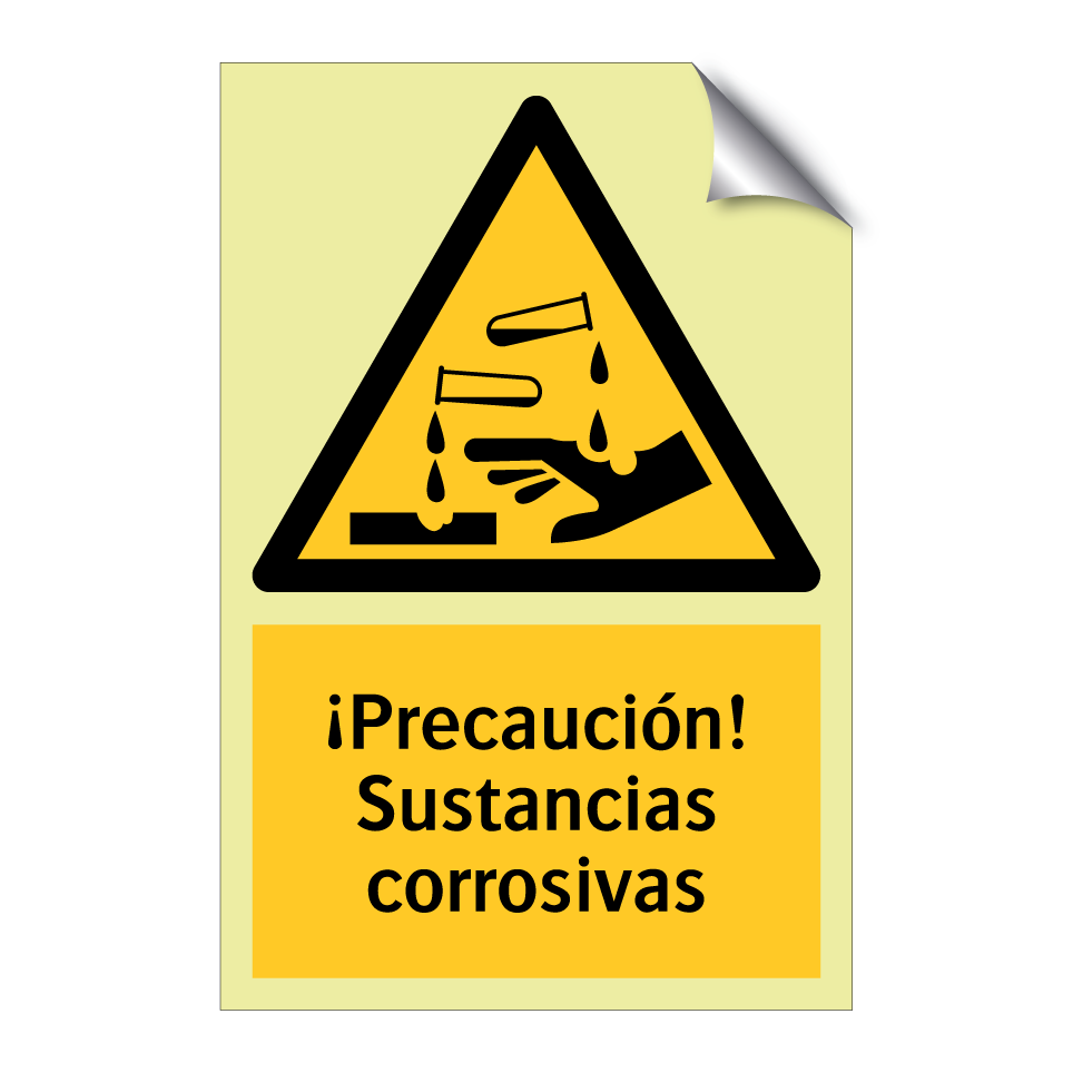 ¡Precaución! Sustancias corrosivas