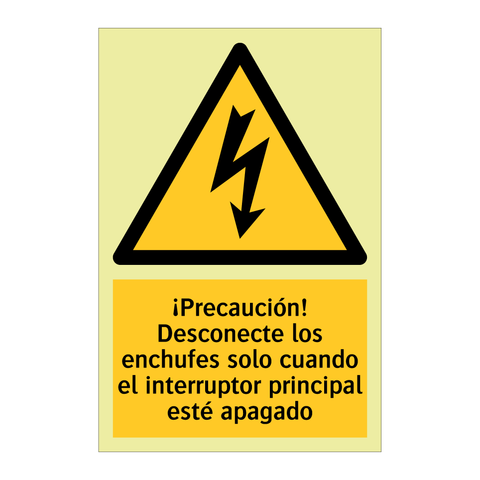 ¡Precaución! Desconecte los enchufes solo cuando el interruptor principal esté apagado
