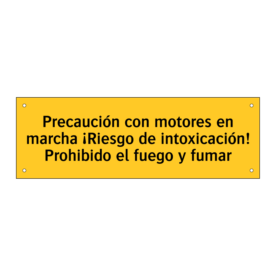 Precaución con motores en marcha ¡Riesgo de intoxicación! Prohibido el fuego y fumar