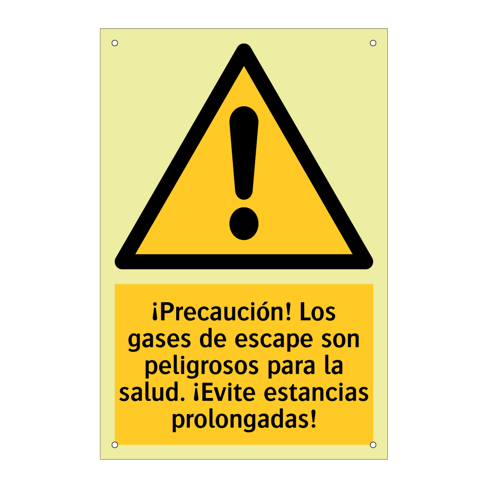 ¡Precaución! Los gases de escape son peligrosos para la salud. ¡Evite estancias prolongadas!