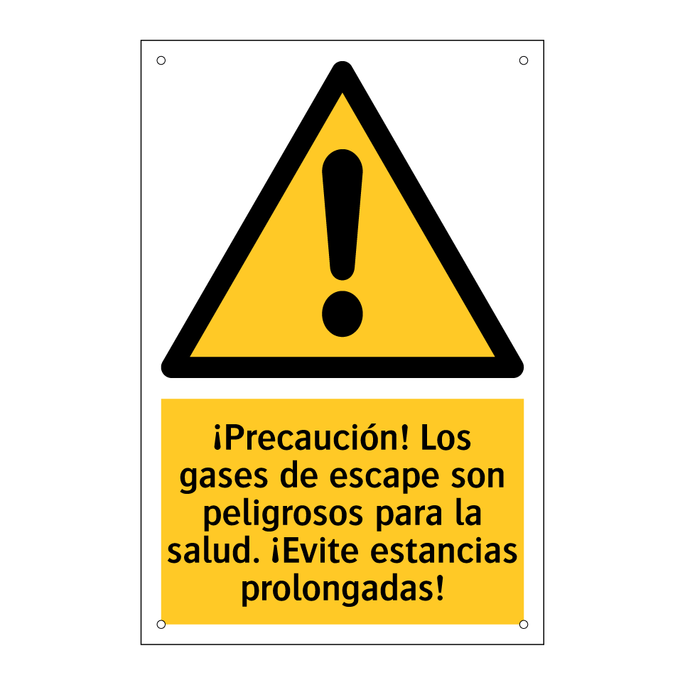 ¡Precaución! Los gases de escape son peligrosos para la salud. ¡Evite estancias prolongadas!