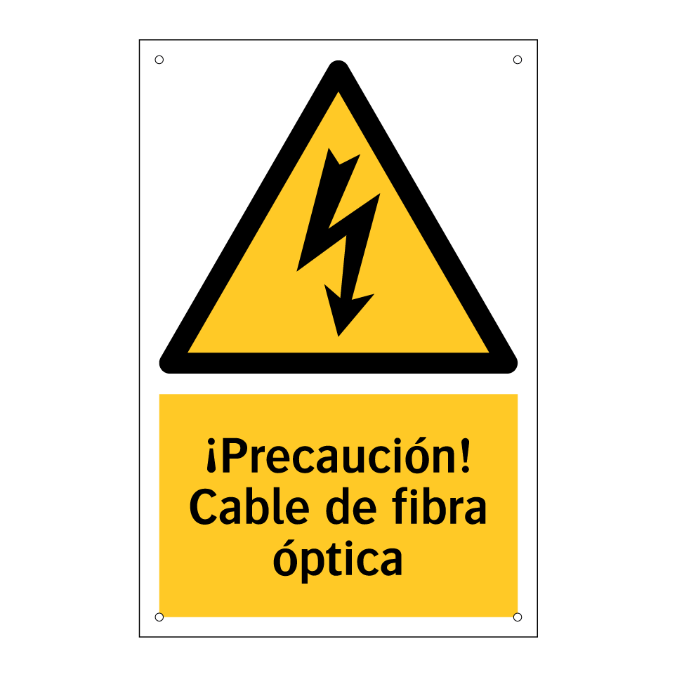 ¡Precaución! Cable de fibra óptica