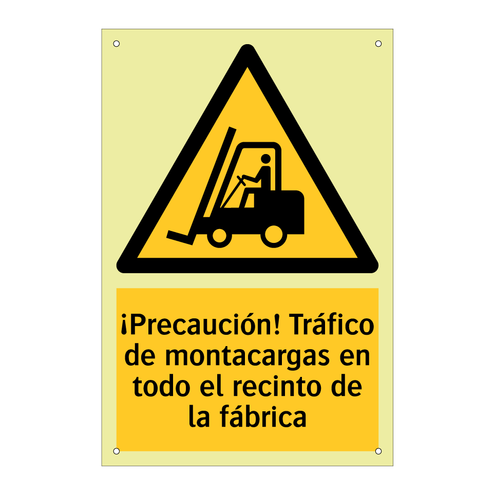 ¡Precaución! Tráfico de montacargas en todo el recinto de la fábrica