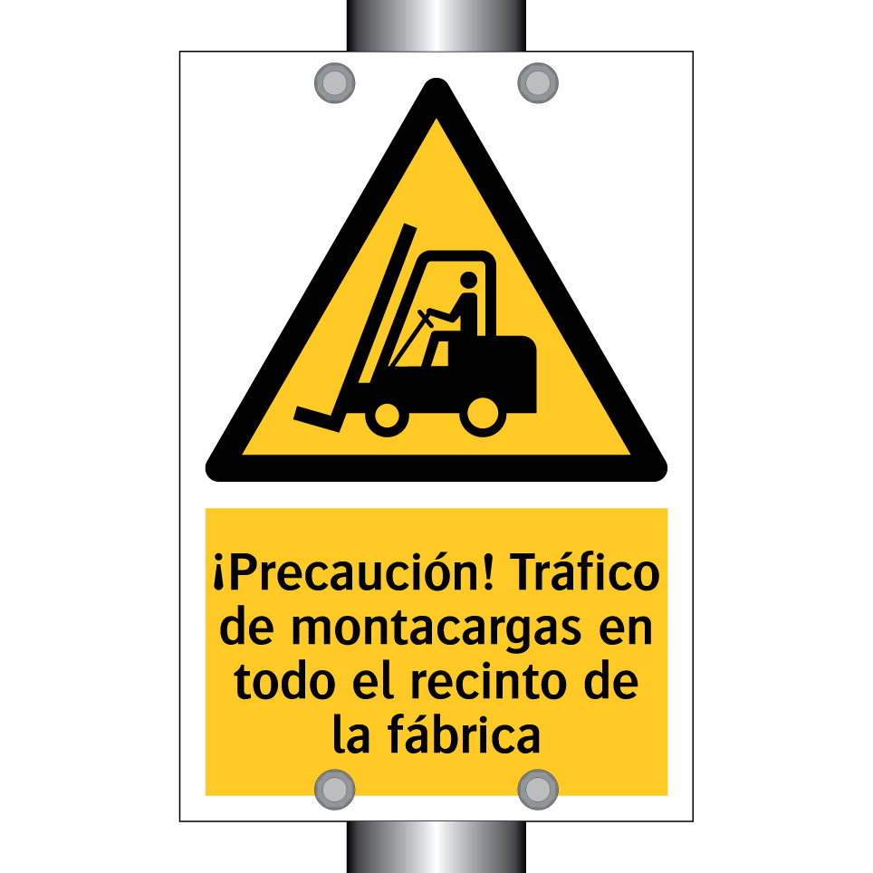 ¡Precaución! Tráfico de montacargas en todo el recinto de la fábrica