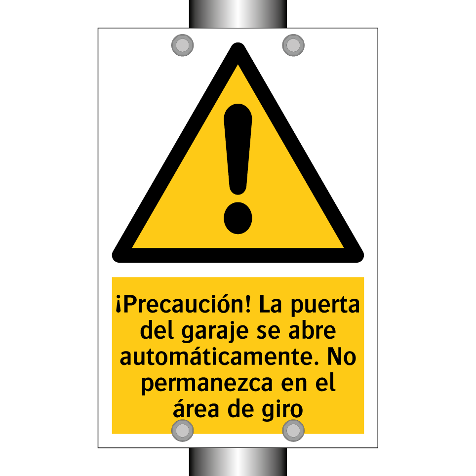 ¡Precaución! La puerta del garaje se abre automáticamente. No permanezca en el área de giro