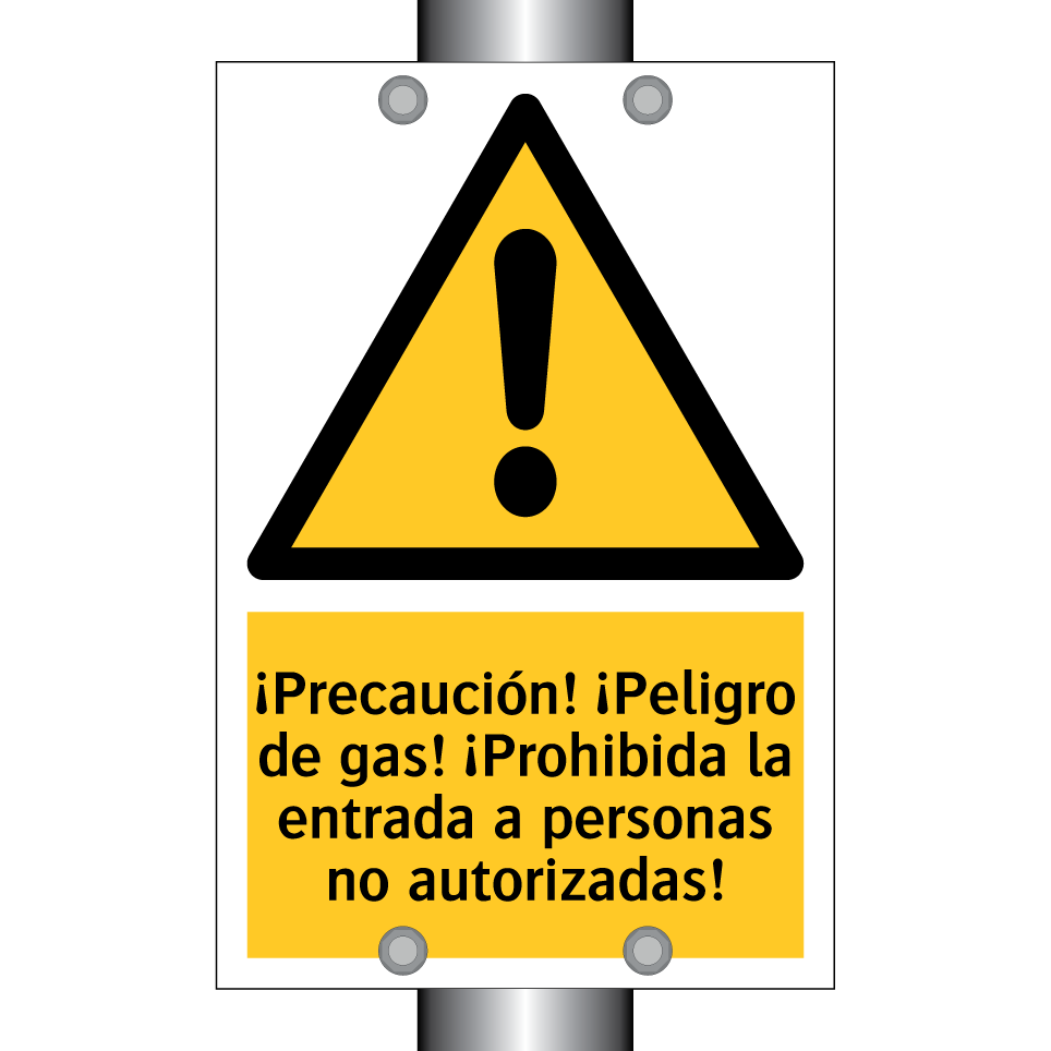 ¡Precaución! ¡Peligro de gas! ¡Prohibida la entrada a personas no autorizadas!
