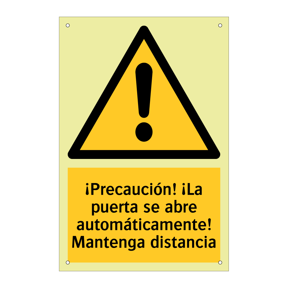 ¡Precaución! ¡La puerta se abre automáticamente! Mantenga distancia