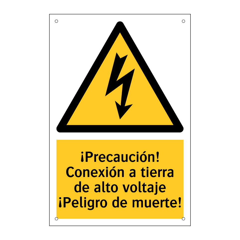 ¡Precaución! Conexión a tierra de alto voltaje ¡Peligro de muerte!