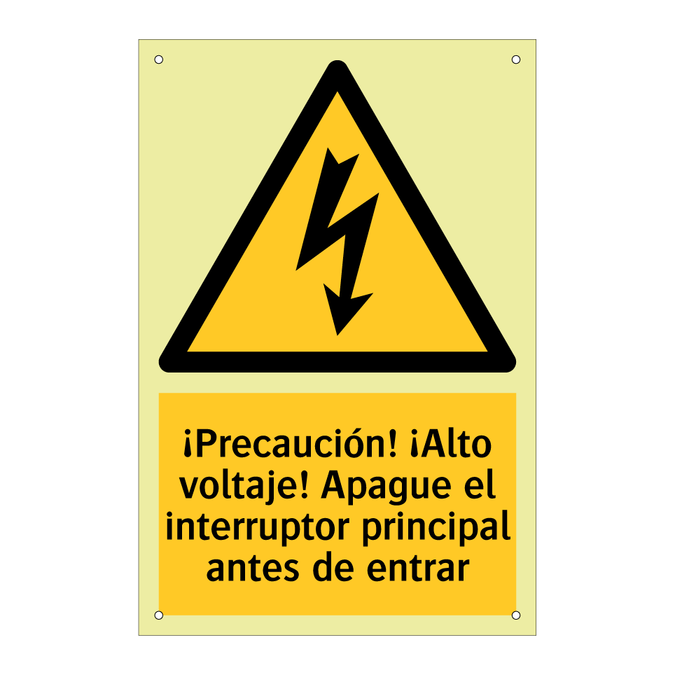 ¡Precaución! ¡Alto voltaje! Apague el interruptor principal antes de entrar