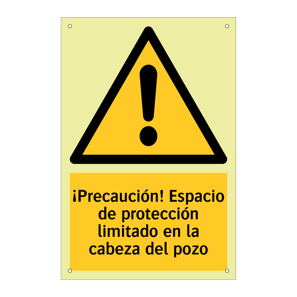 ¡Precaución! Espacio de protección limitado en la cabeza del pozo