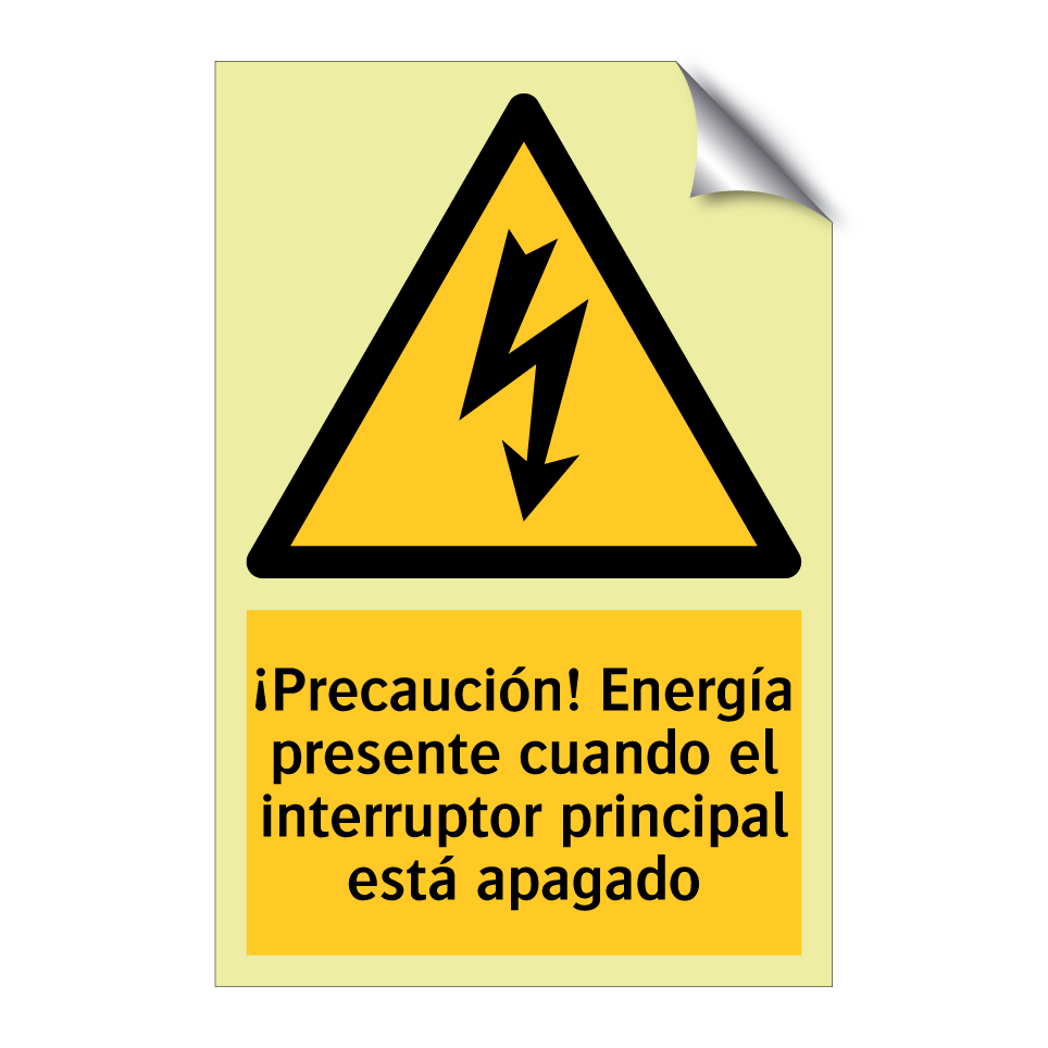 ¡Precaución! Energía presente cuando el interruptor principal está apagado