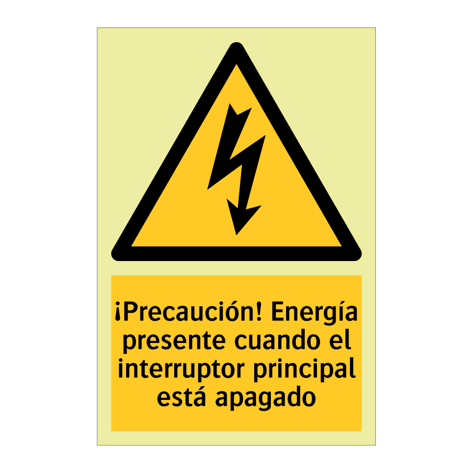 ¡Precaución! Energía presente cuando el interruptor principal está apagado