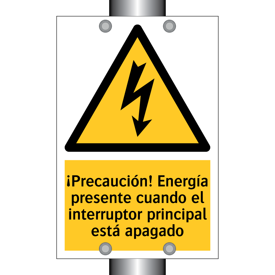 ¡Precaución! Energía presente cuando el interruptor principal está apagado