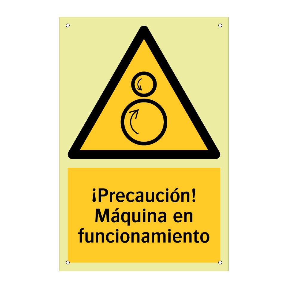 ¡Precaución! Máquina en funcionamiento