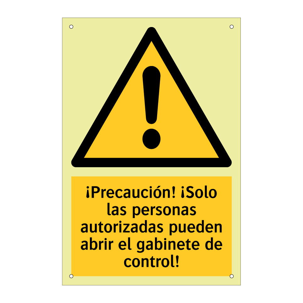 ¡Precaución! ¡Solo las personas autorizadas pueden abrir el gabinete de control!