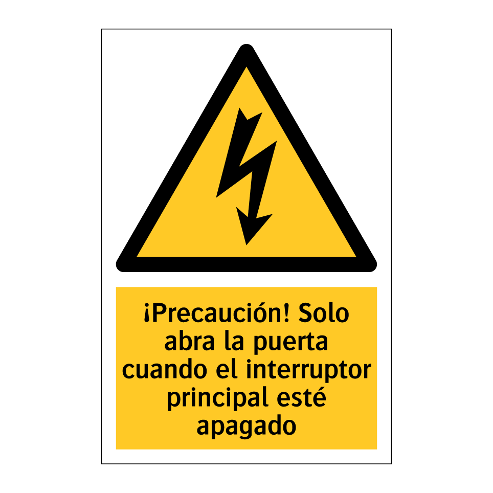 ¡Precaución! Solo abra la puerta cuando el interruptor principal esté apagado