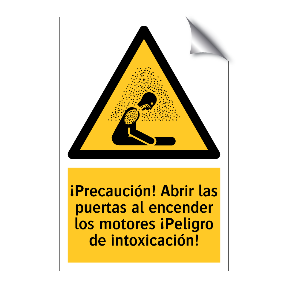 ¡Precaución! Abrir las puertas al encender los motores ¡Peligro de intoxicación!