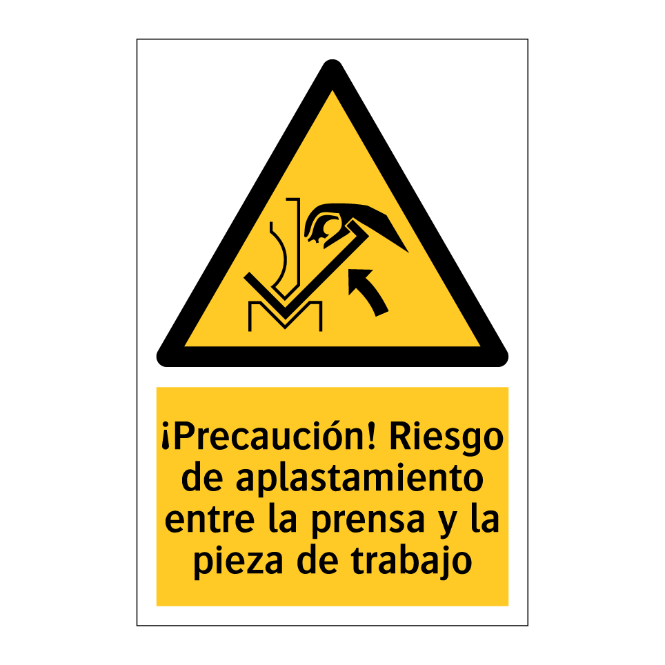 ¡Precaución! Riesgo de aplastamiento entre la prensa y la pieza de trabajo