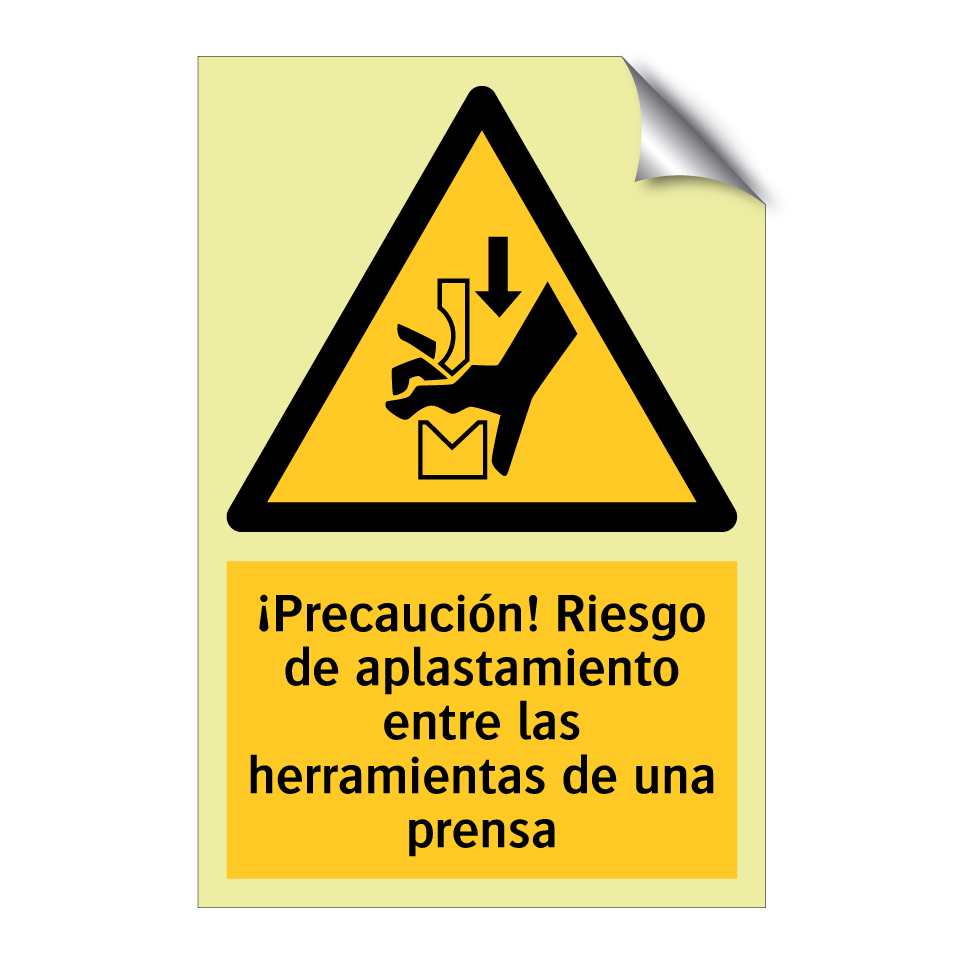 ¡Precaución! Riesgo de aplastamiento entre las herramientas de una prensa