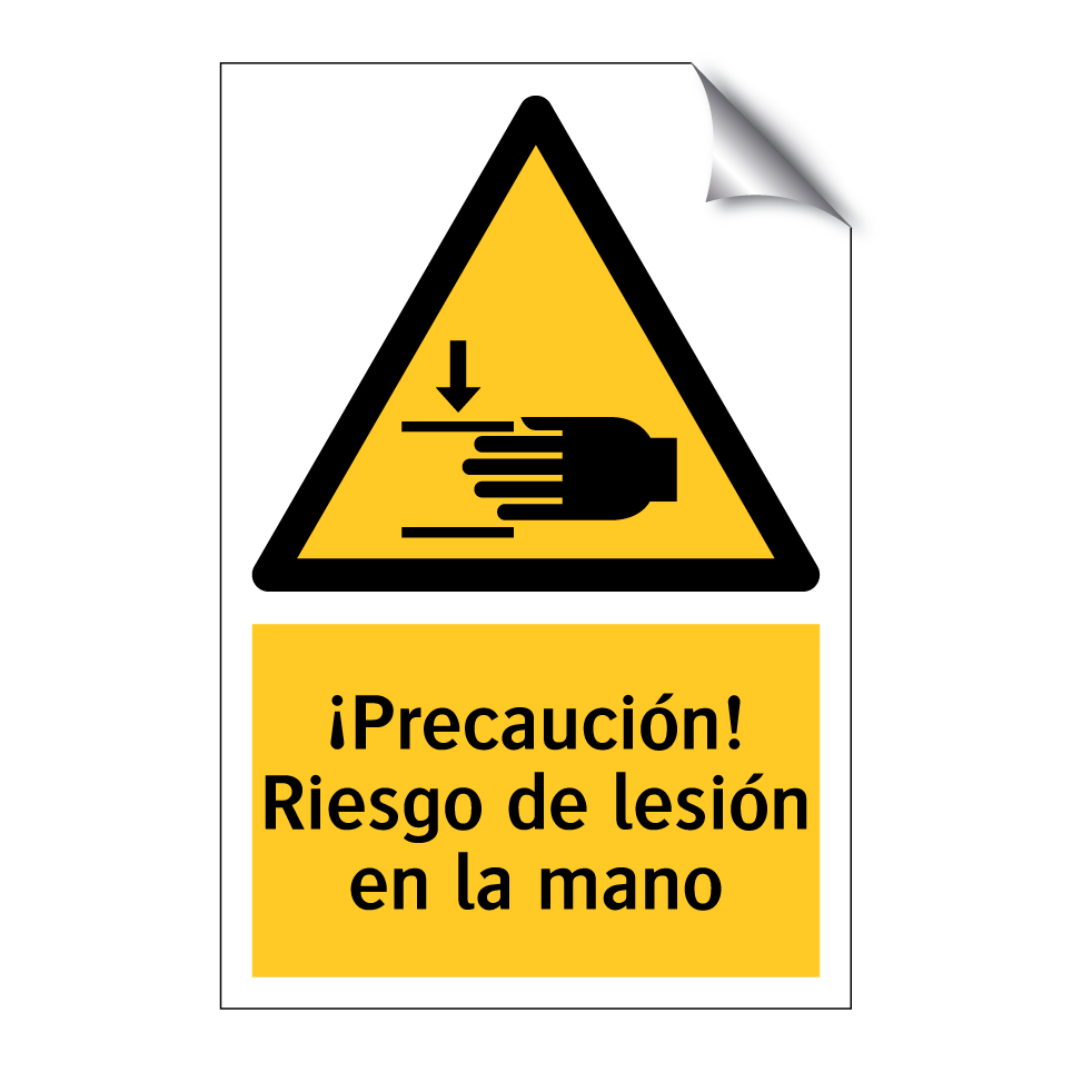 ¡Precaución! Riesgo de lesión en la mano