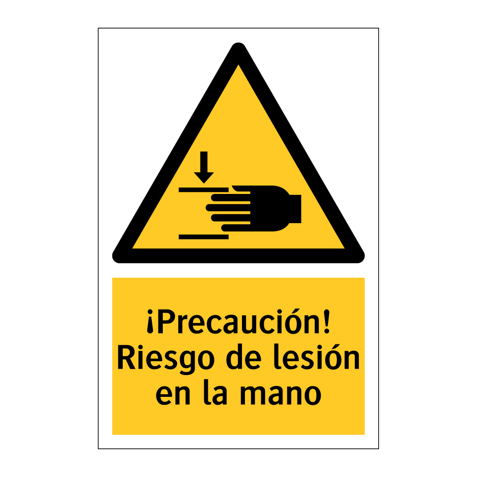 ¡Precaución! Riesgo de lesión en la mano
