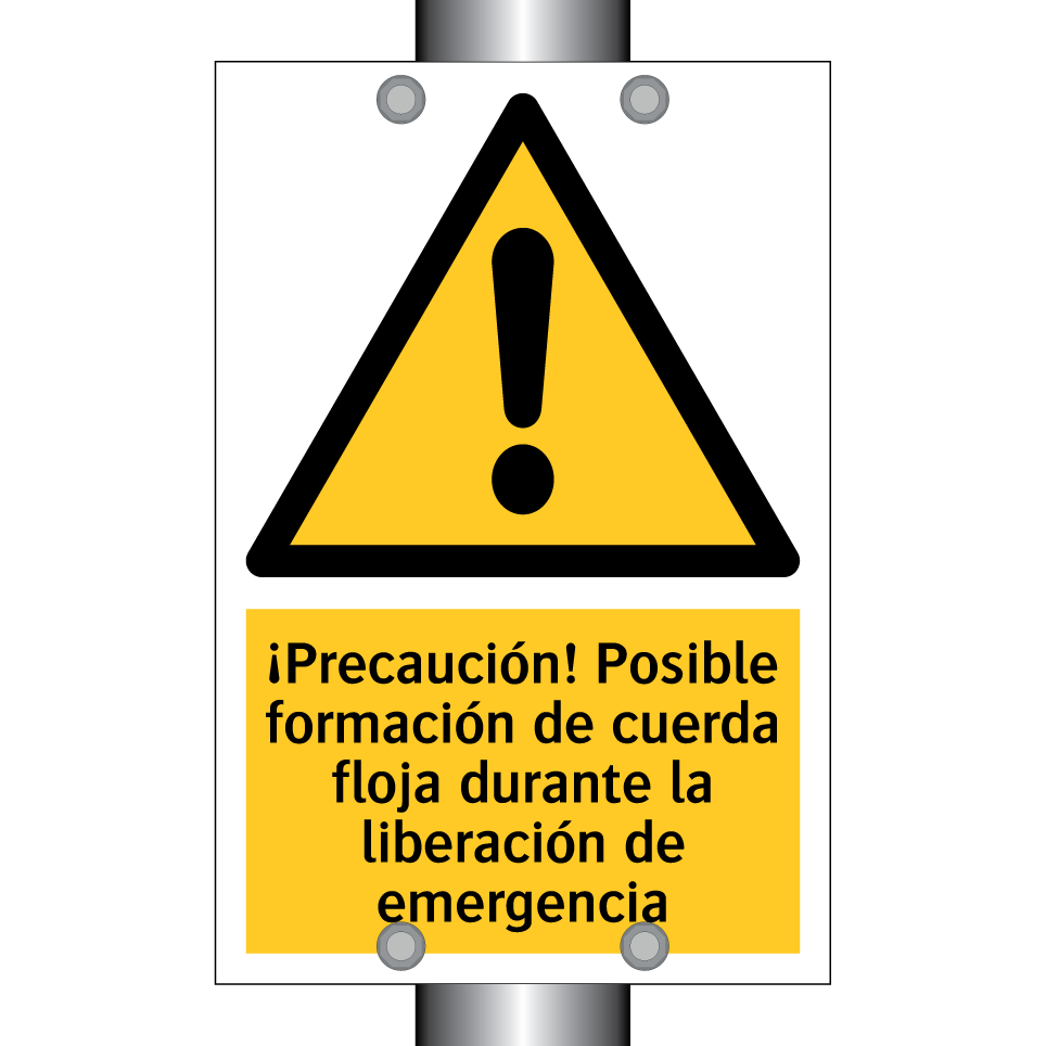 ¡Precaución! Posible formación de cuerda floja durante la liberación de emergencia