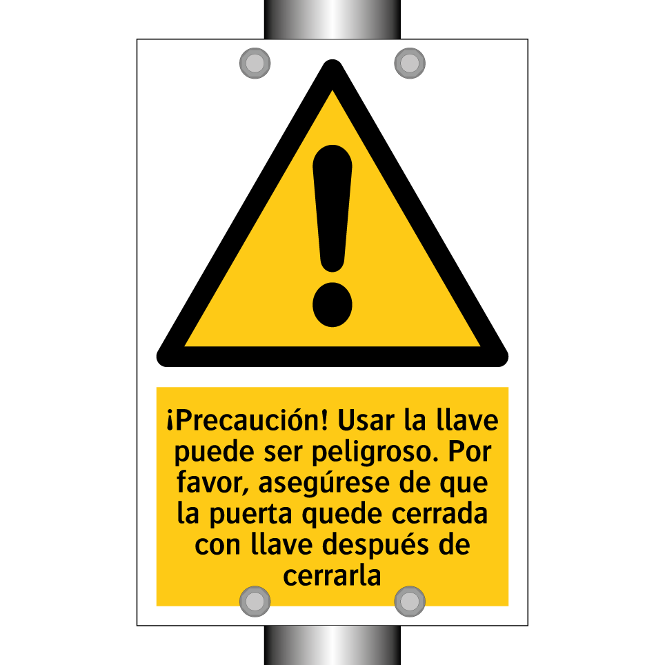 ¡Precaución! Usar la llave puede ser peligroso. Por favor, asegúrese de que la puerta quede cerrada con llave después de cerrarla