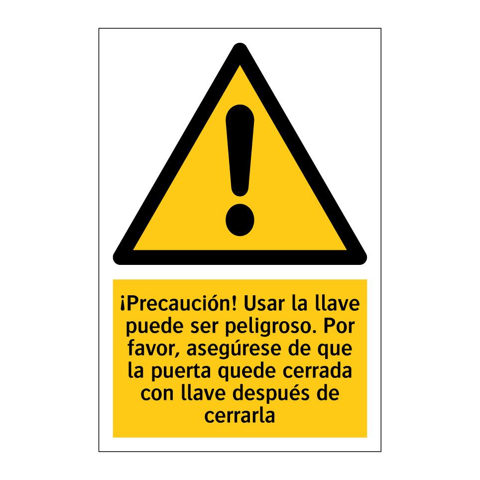 ¡Precaución! Usar la llave puede ser peligroso. Por favor, asegúrese de que la puerta quede cerrada con llave después de cerrarla