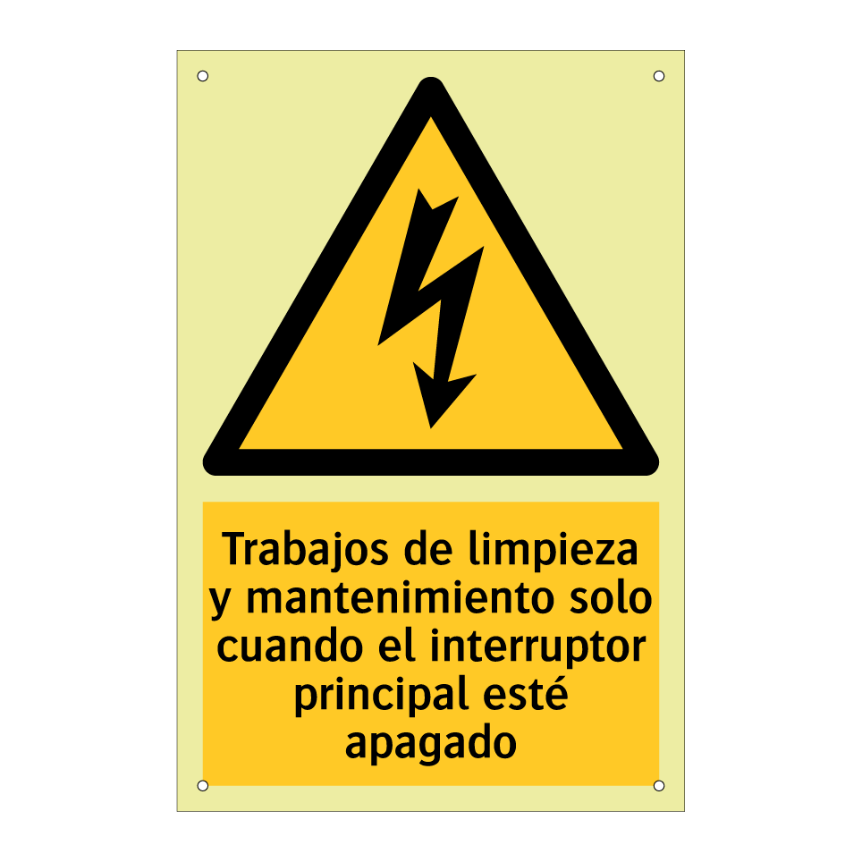 Trabajos de limpieza y mantenimiento solo cuando el interruptor principal esté apagado