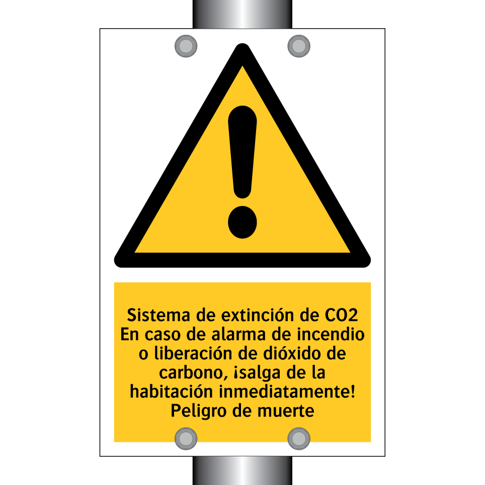Sistema de extinción de CO2 En caso de alarma de incendio o liberación de dióxido de carbono, ¡salga de la habitación inmediatamente! Peligro de muerte