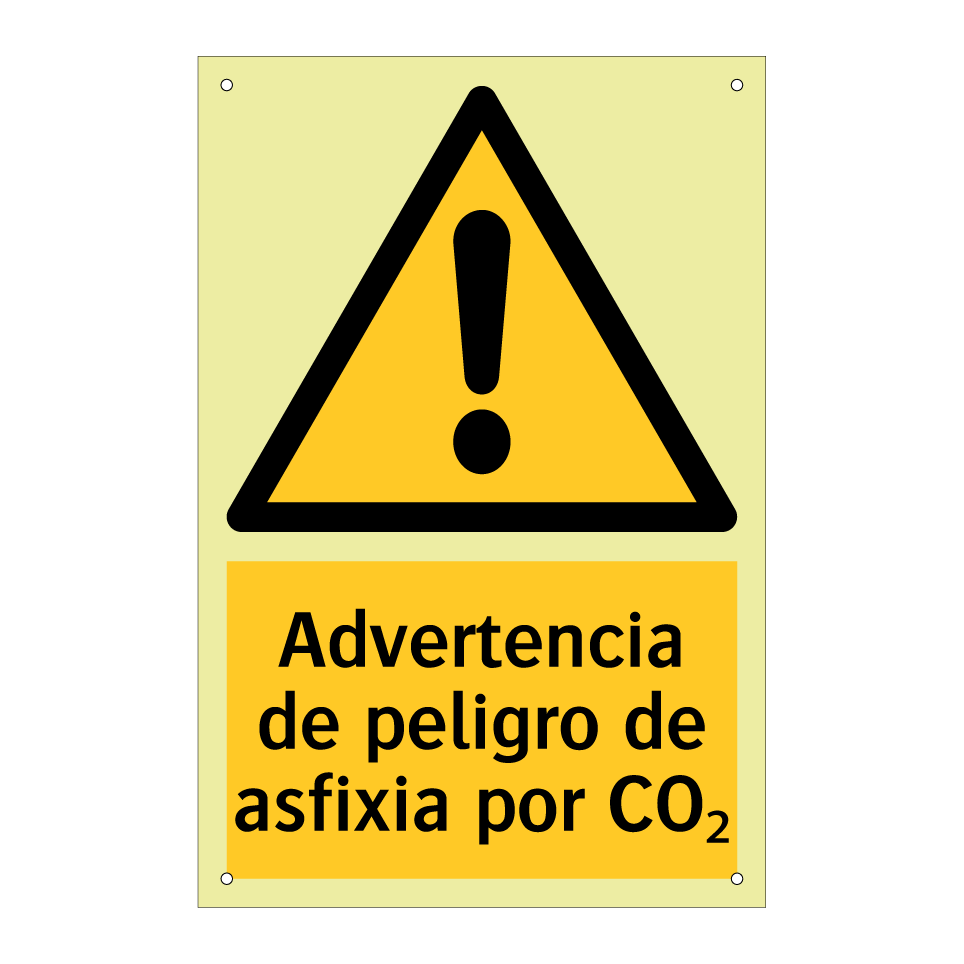 Advertencia de peligro de asfixia por CO₂