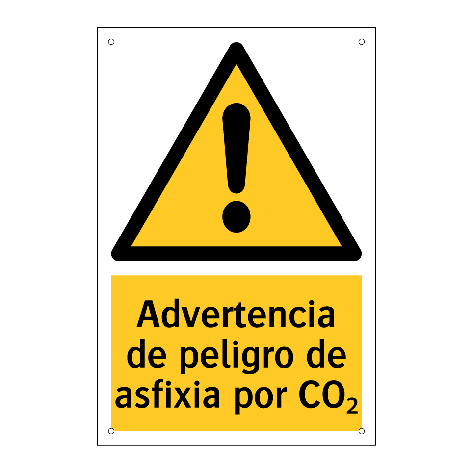 Advertencia de peligro de asfixia por CO₂