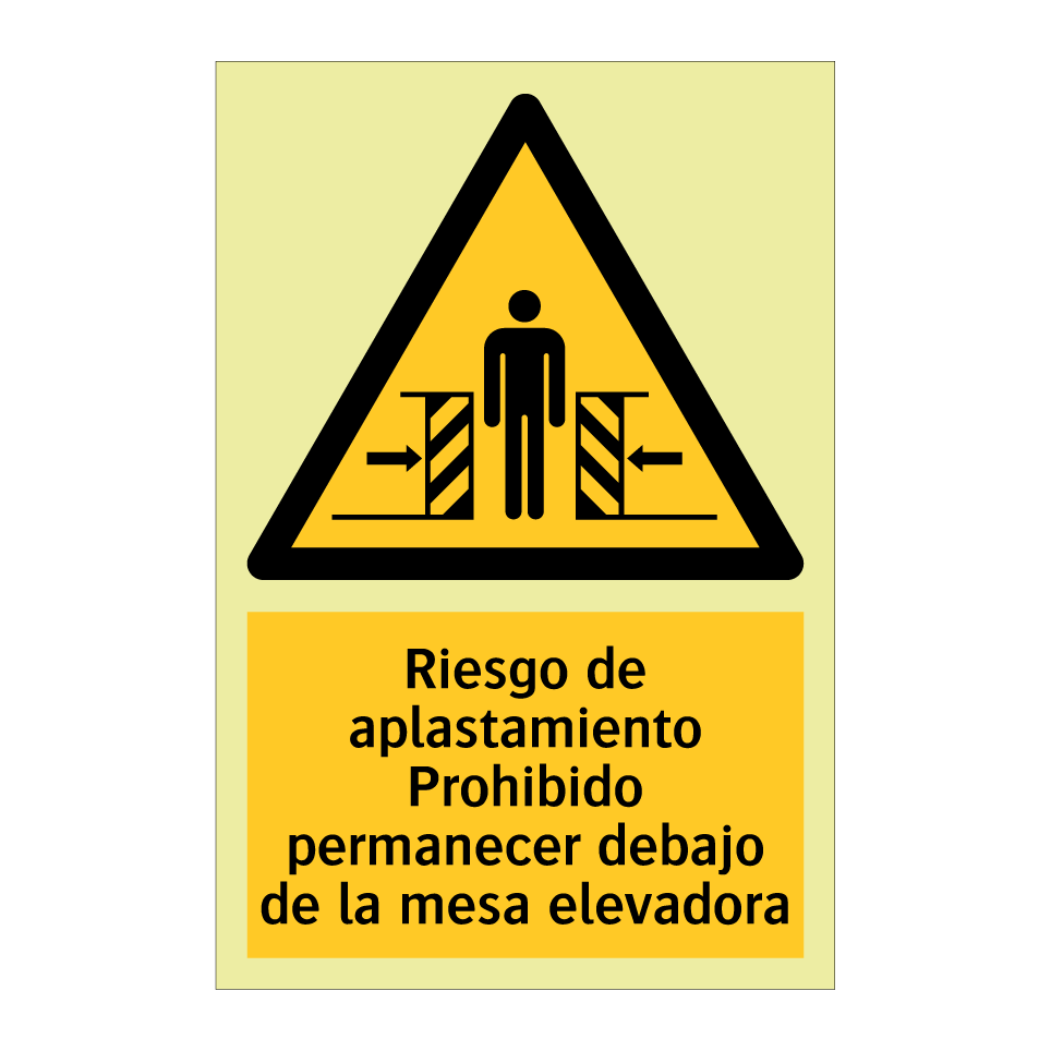 Riesgo de aplastamiento Prohibido permanecer debajo de la mesa elevadora