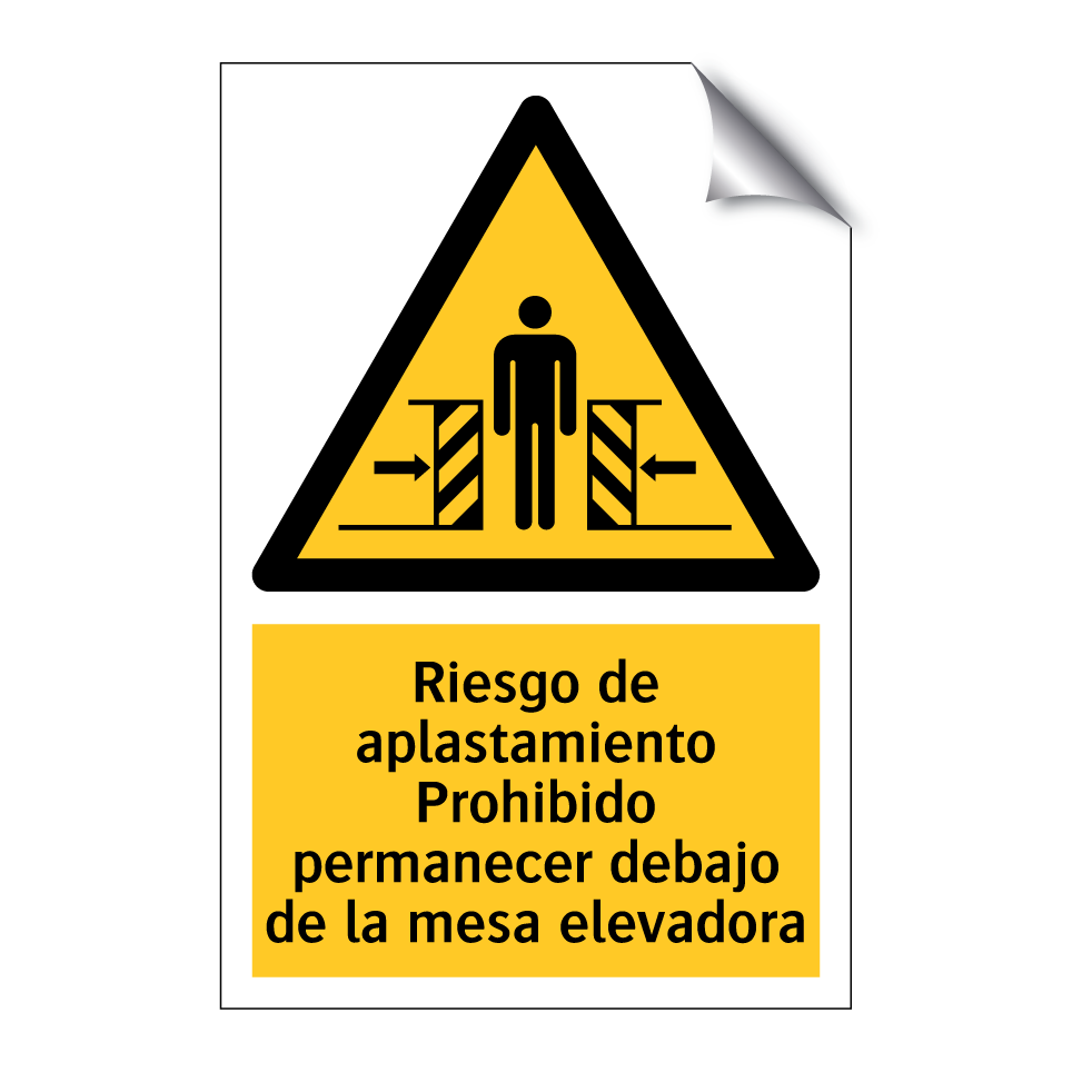 Riesgo de aplastamiento Prohibido permanecer debajo de la mesa elevadora