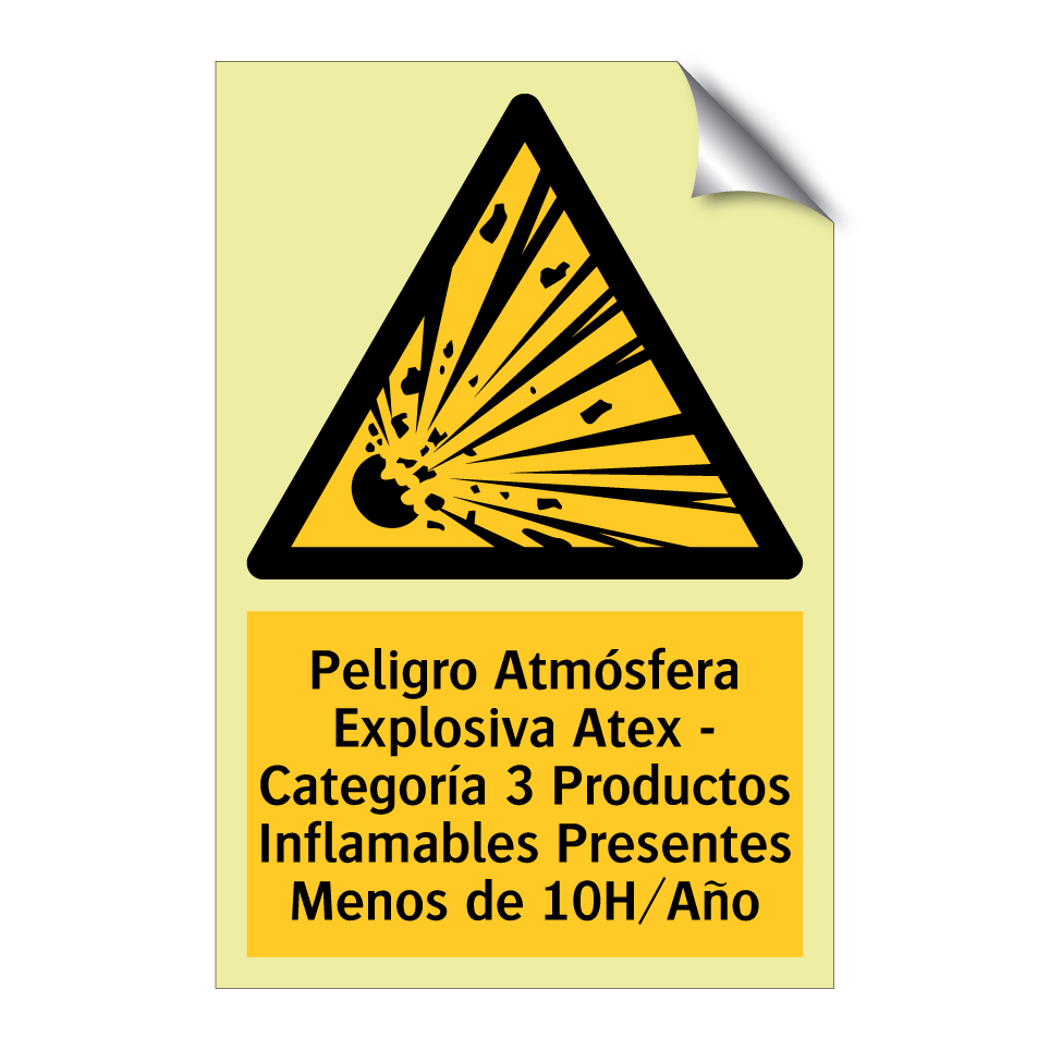 Peligro Atmósfera Explosiva Atex - Categoría 3 Productos Inflamables Presentes Menos de 10H/Año