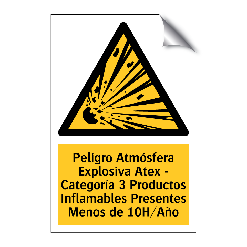 Peligro Atmósfera Explosiva Atex - Categoría 3 Productos Inflamables Presentes Menos de 10H/Año