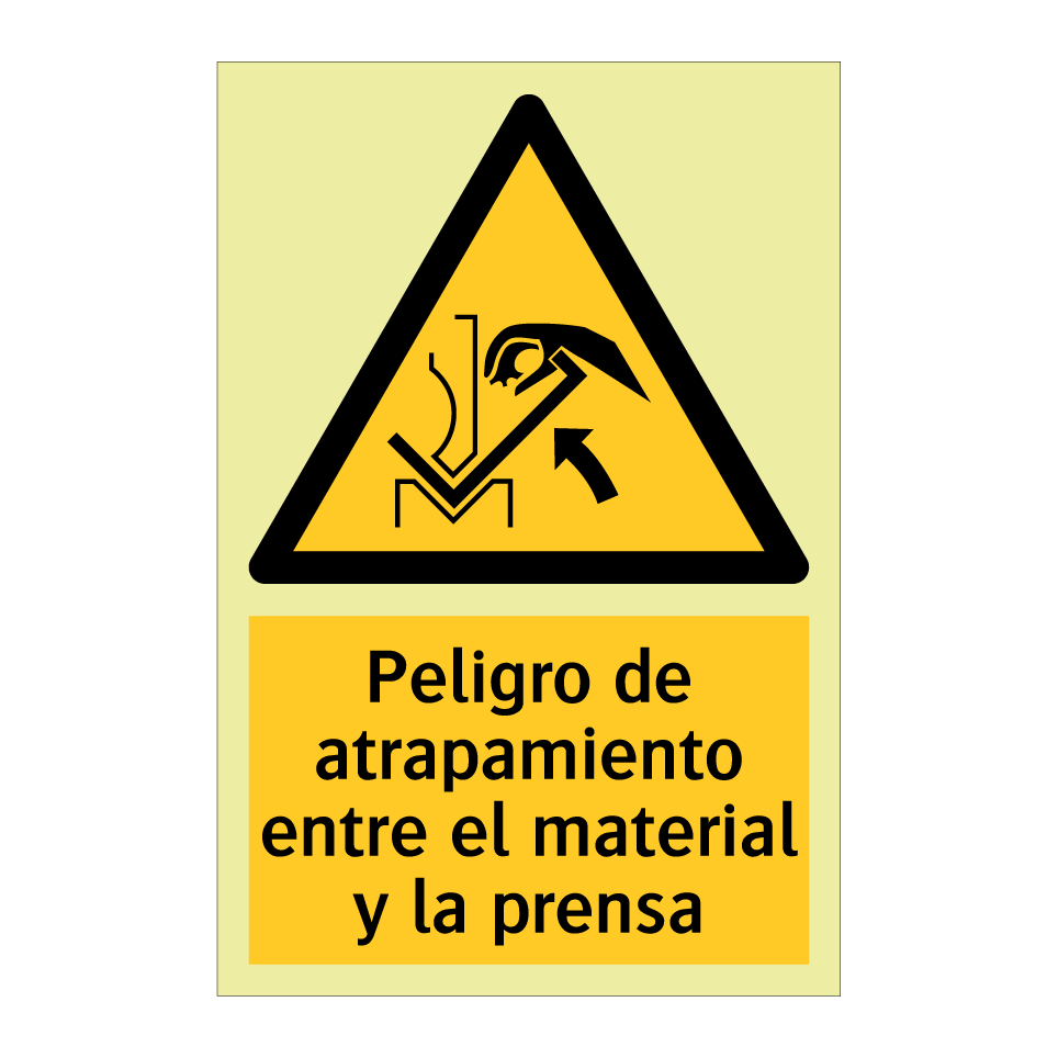 Peligro de atrapamiento entre el material y la prensa
