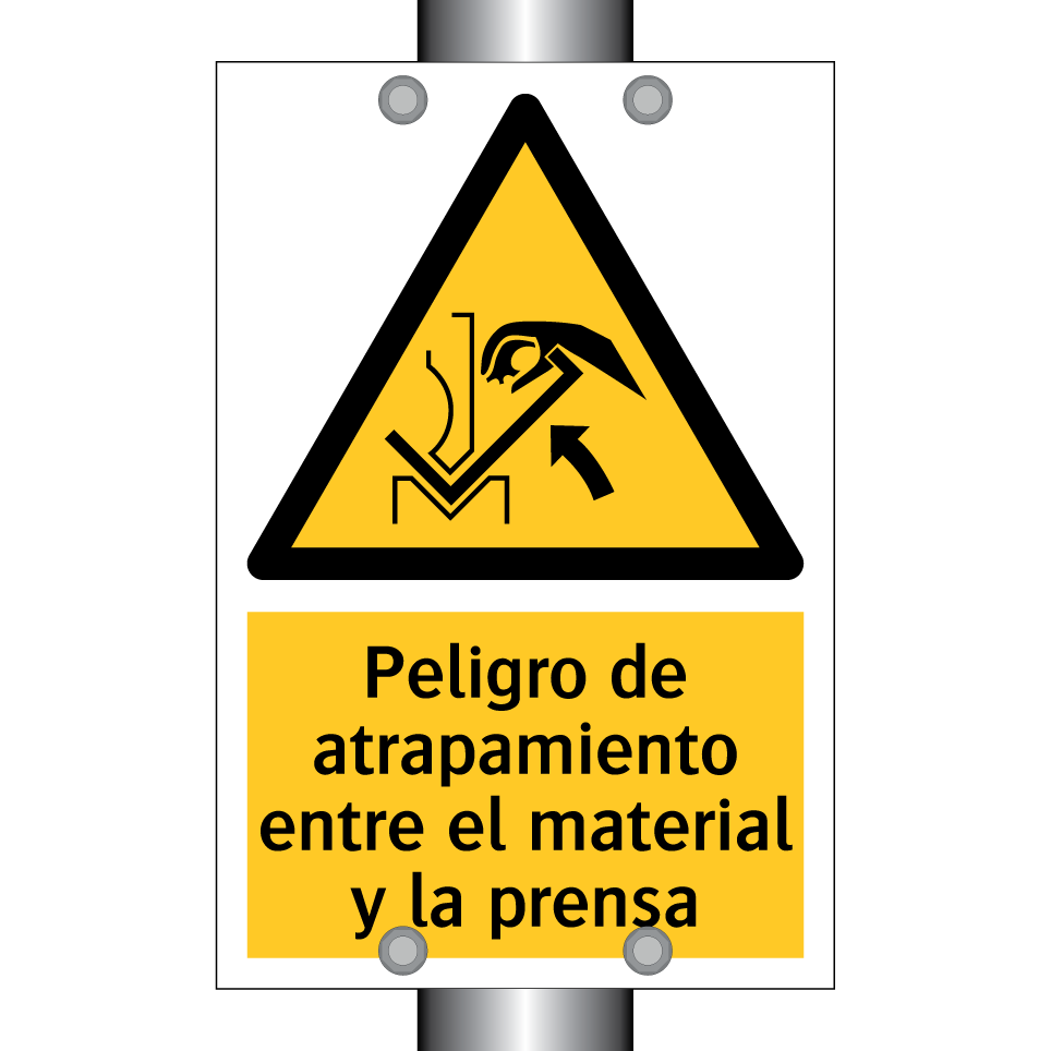 Peligro de atrapamiento entre el material y la prensa