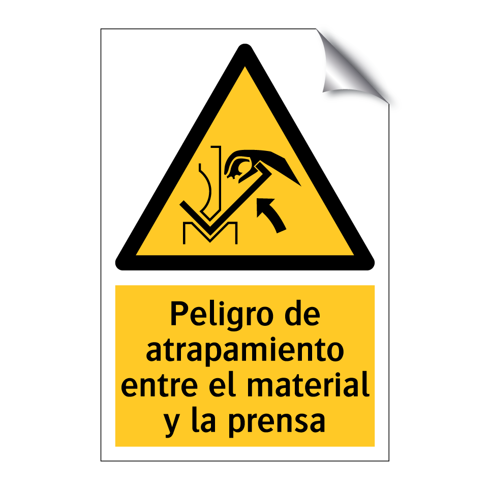Peligro de atrapamiento entre el material y la prensa