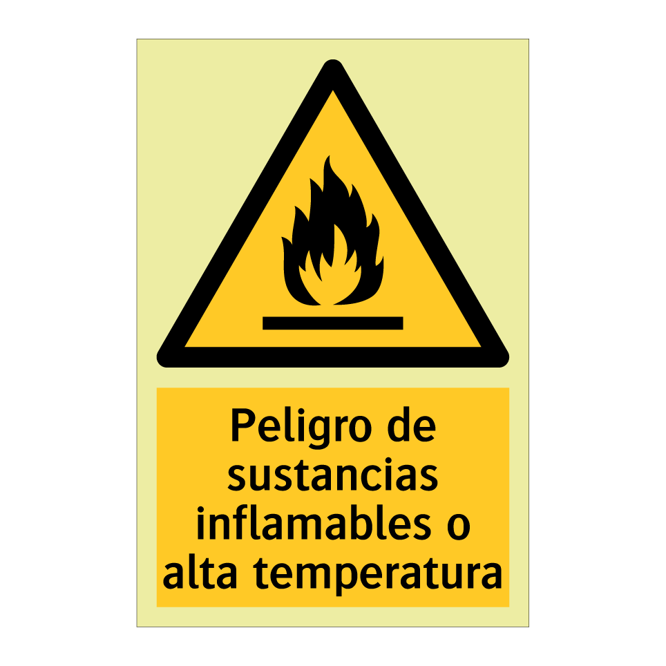 Peligro de sustancias inflamables o alta temperatura