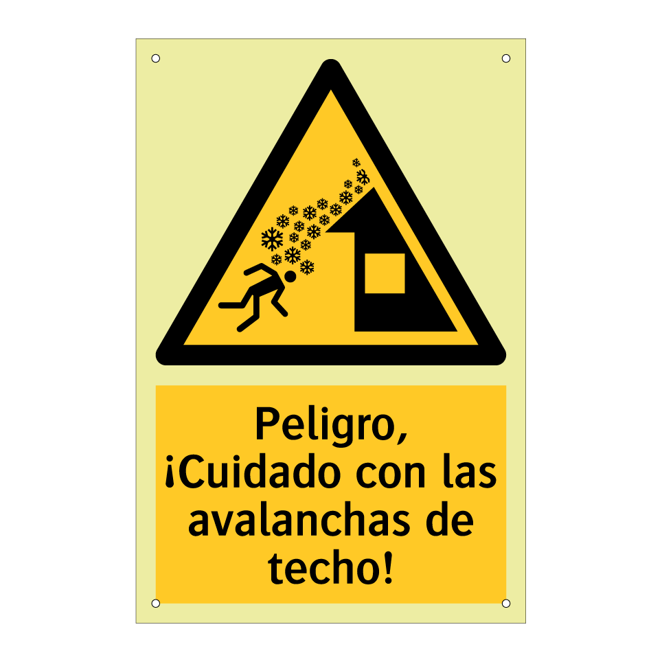 Peligro, ¡Cuidado con las avalanchas de techo!