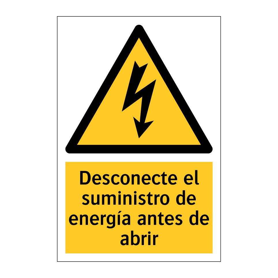 Desconecte el suministro de energía antes de abrir