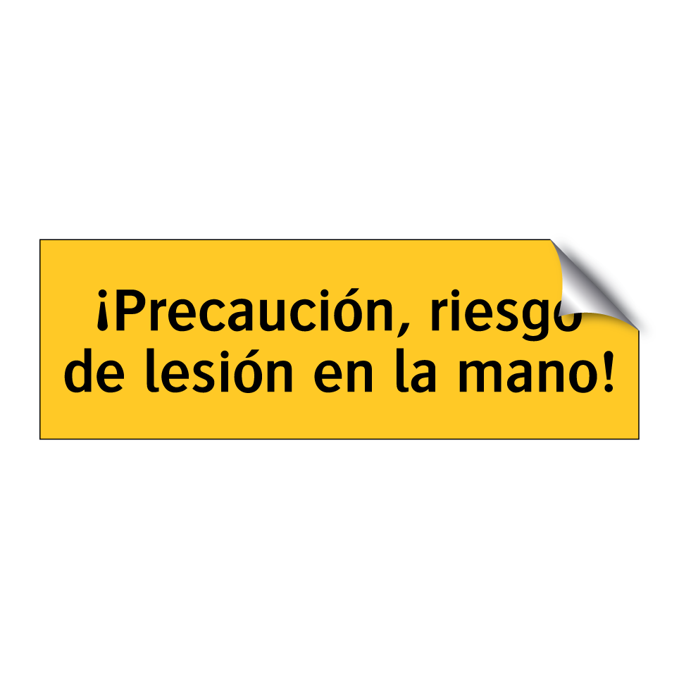 ¡Precaución, riesgo de lesión en la mano!