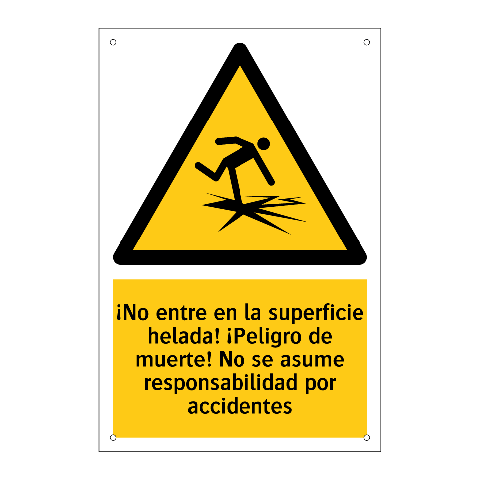 ¡No entre en la superficie helada! ¡Peligro de muerte! No se asume responsabilidad por accidentes