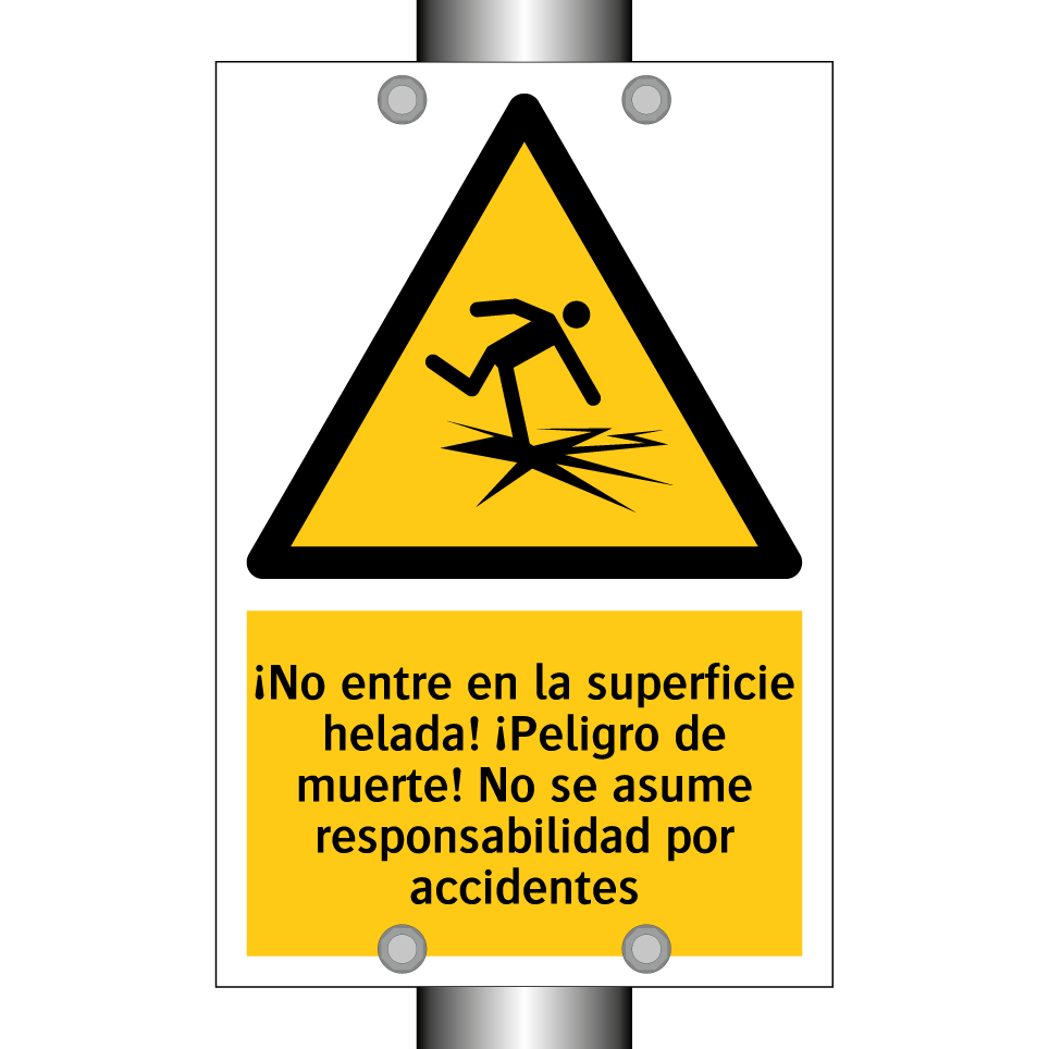 ¡No entre en la superficie helada! ¡Peligro de muerte! No se asume responsabilidad por accidentes