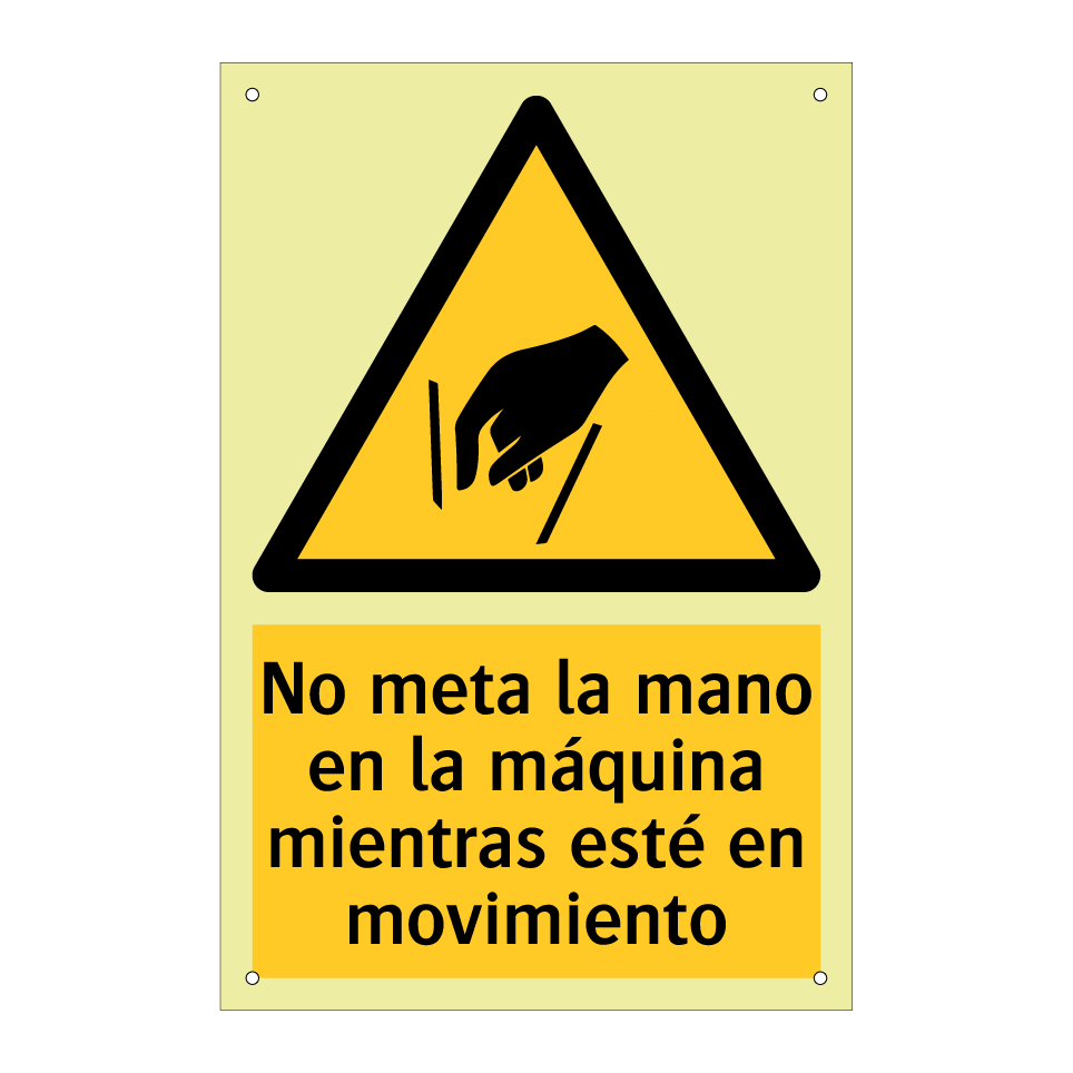 No meta la mano en la máquina mientras esté en movimiento