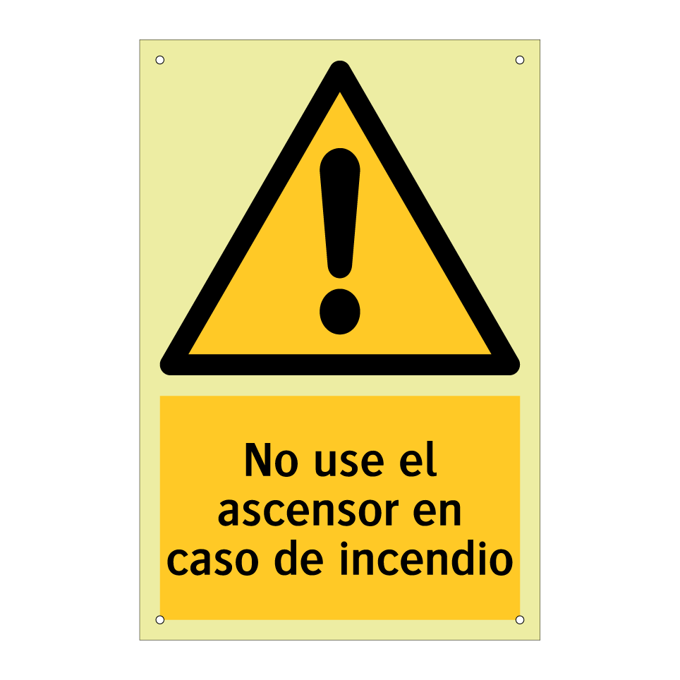 No use el ascensor en caso de incendio